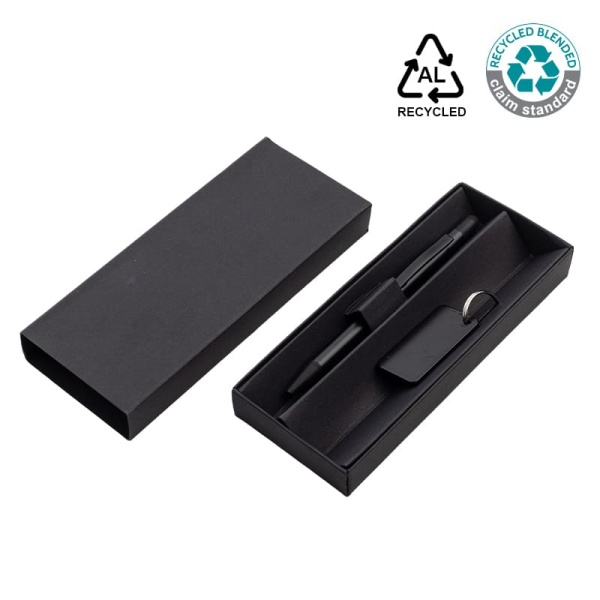 recycled aluminium pen and keychain set