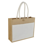 jute bag with canvas pocket
