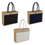 jute bag with canvas pocket